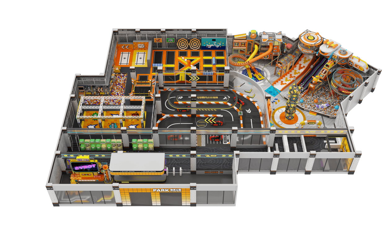 Rendering del parco giochi al coperto dell'Uzbekistan